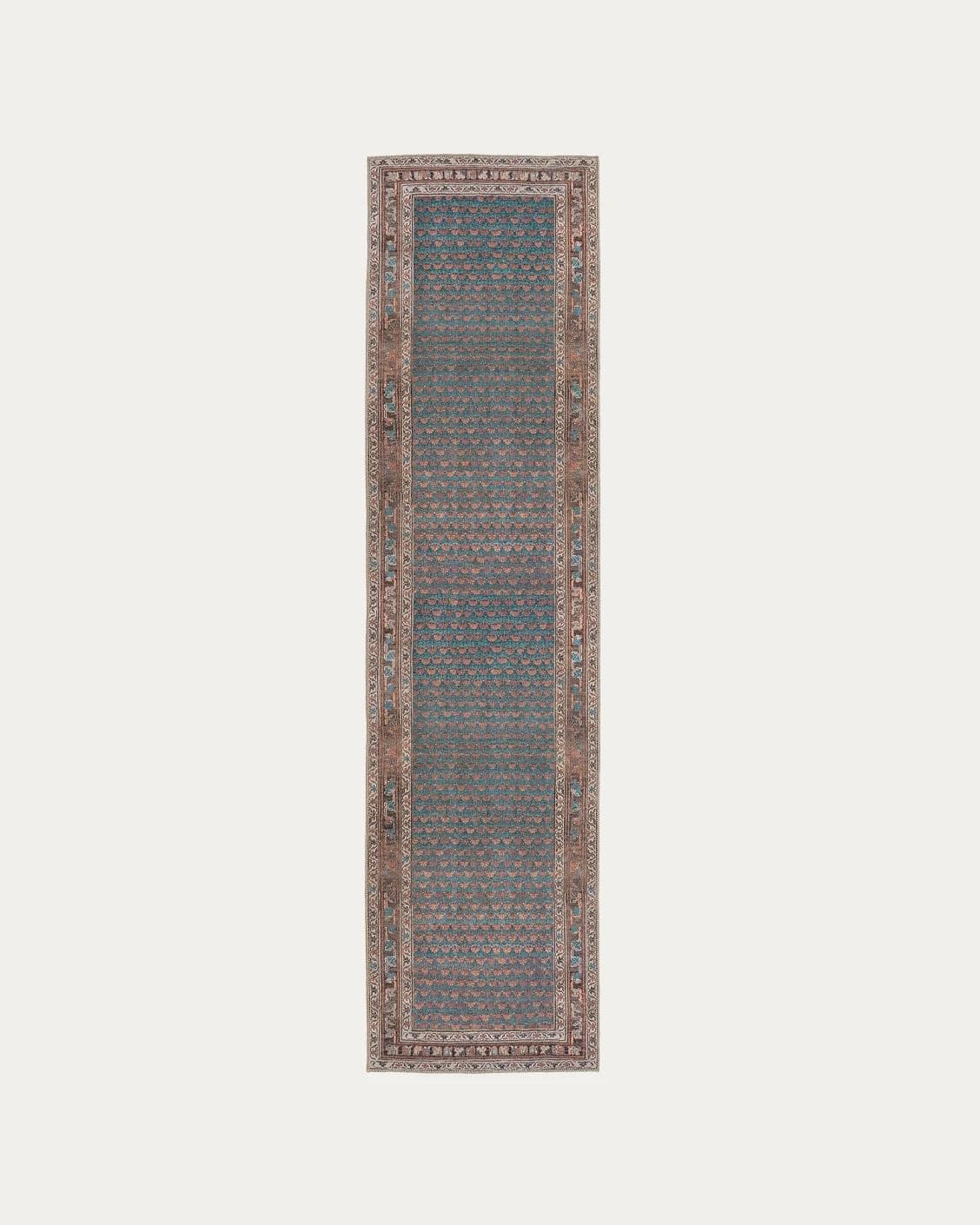 Vincent Denim carpets in blue, rust and multicolour, shown in a product top view as image 1