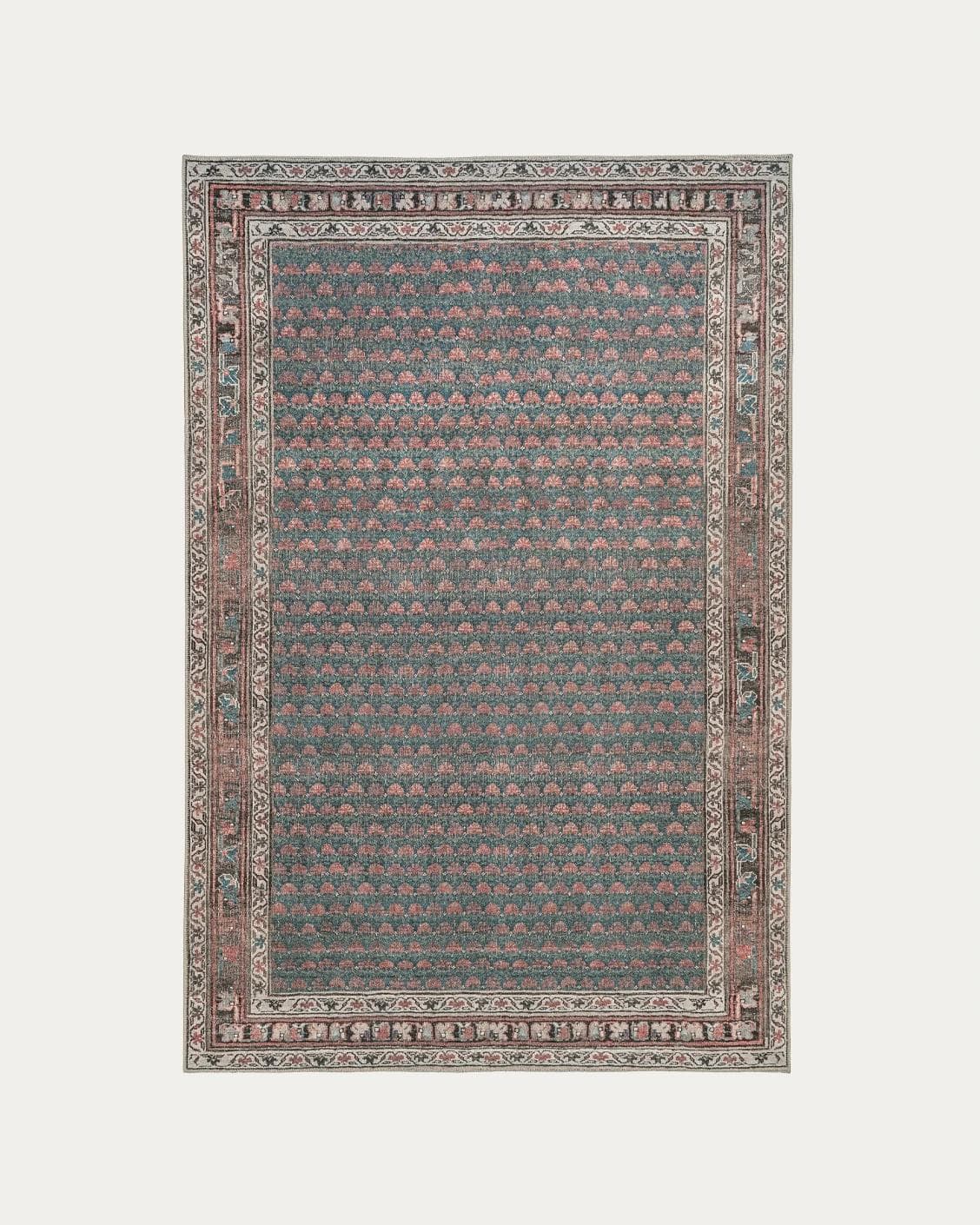 Vincent Denim carpets in blue, rust and multicolour, shown in a product top view as image 1