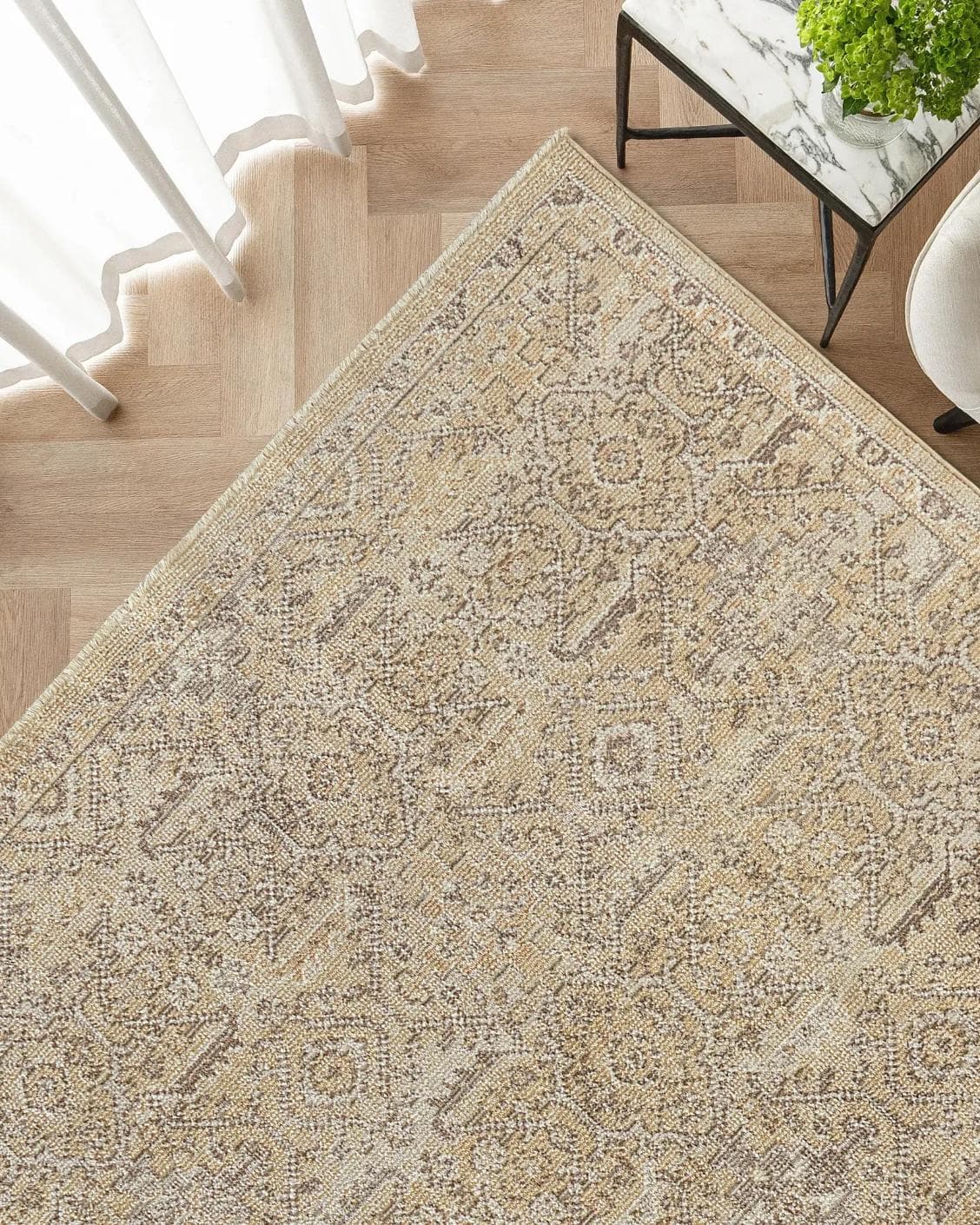 Warren Clay carpet in brown and beige, shown in a lifestyle top view as image 2
