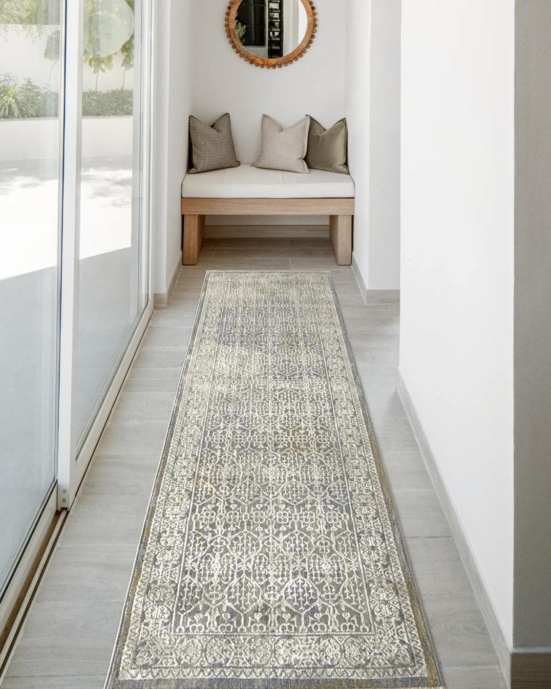 William Sandy Runners carpet in beige, yellow and grey, shown in a lifestyle front view