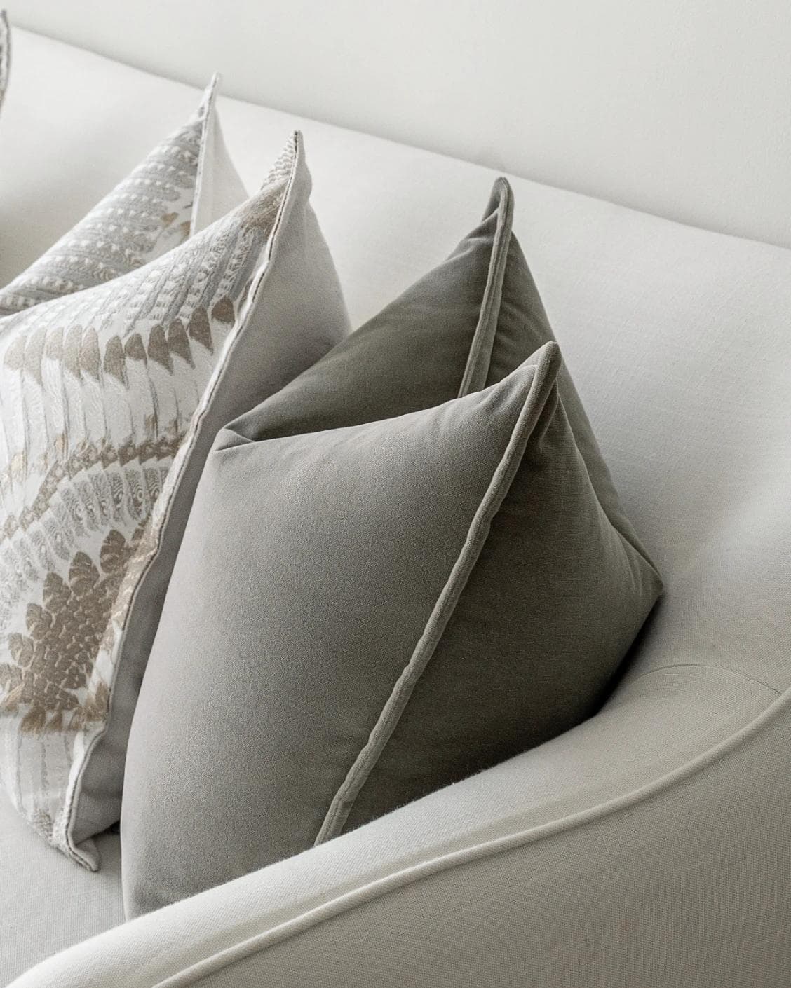 Yumi Bundle cushion in grey and brown, shown in a product right view as image 7