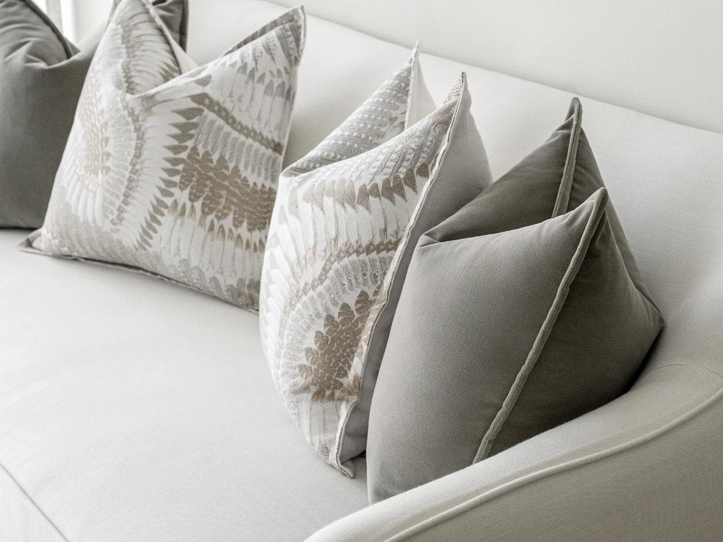 Yumi Bundle cushion in grey and brown, shown in a product right view as image 7