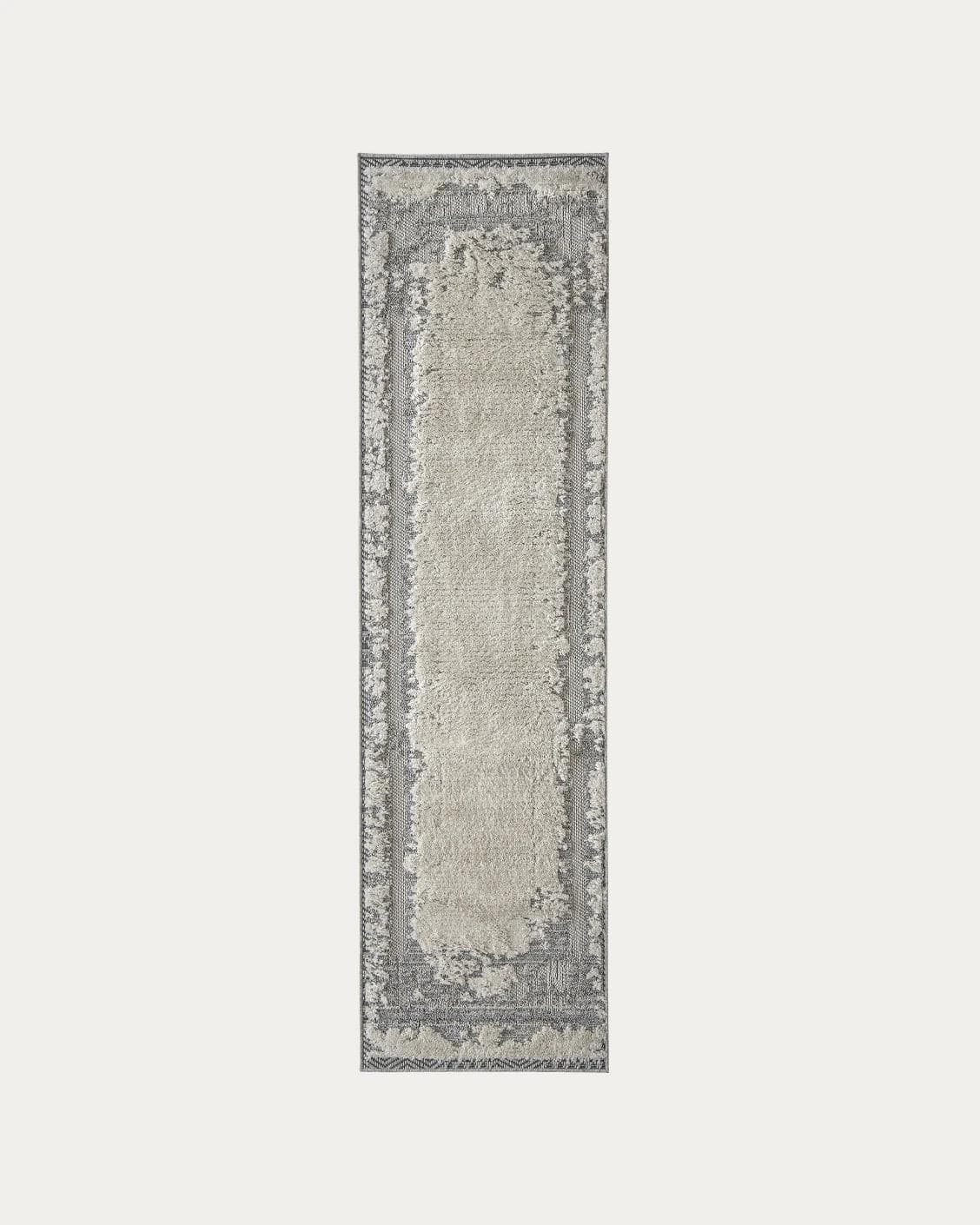 Zahra Bianca carpets in grey and ivory, shown in a product top view as image 1
