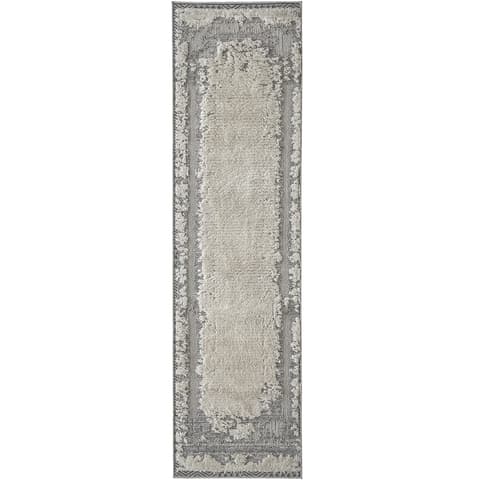 Zahra Bianca carpets in grey and ivory, shown in a product top view as image 1