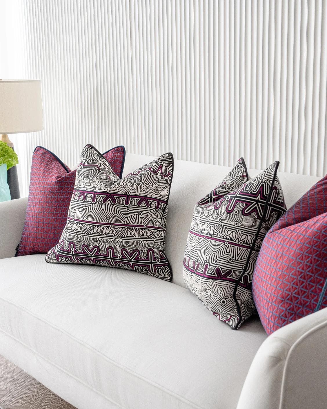Zain Bundle cushion in black, silver and purple, shown in a product right view as image 6