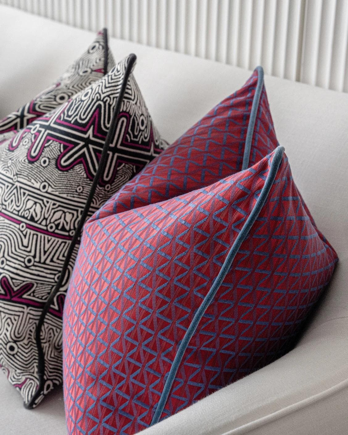 Zain Bundle cushion in black, silver and purple, shown in a product right view as image 7