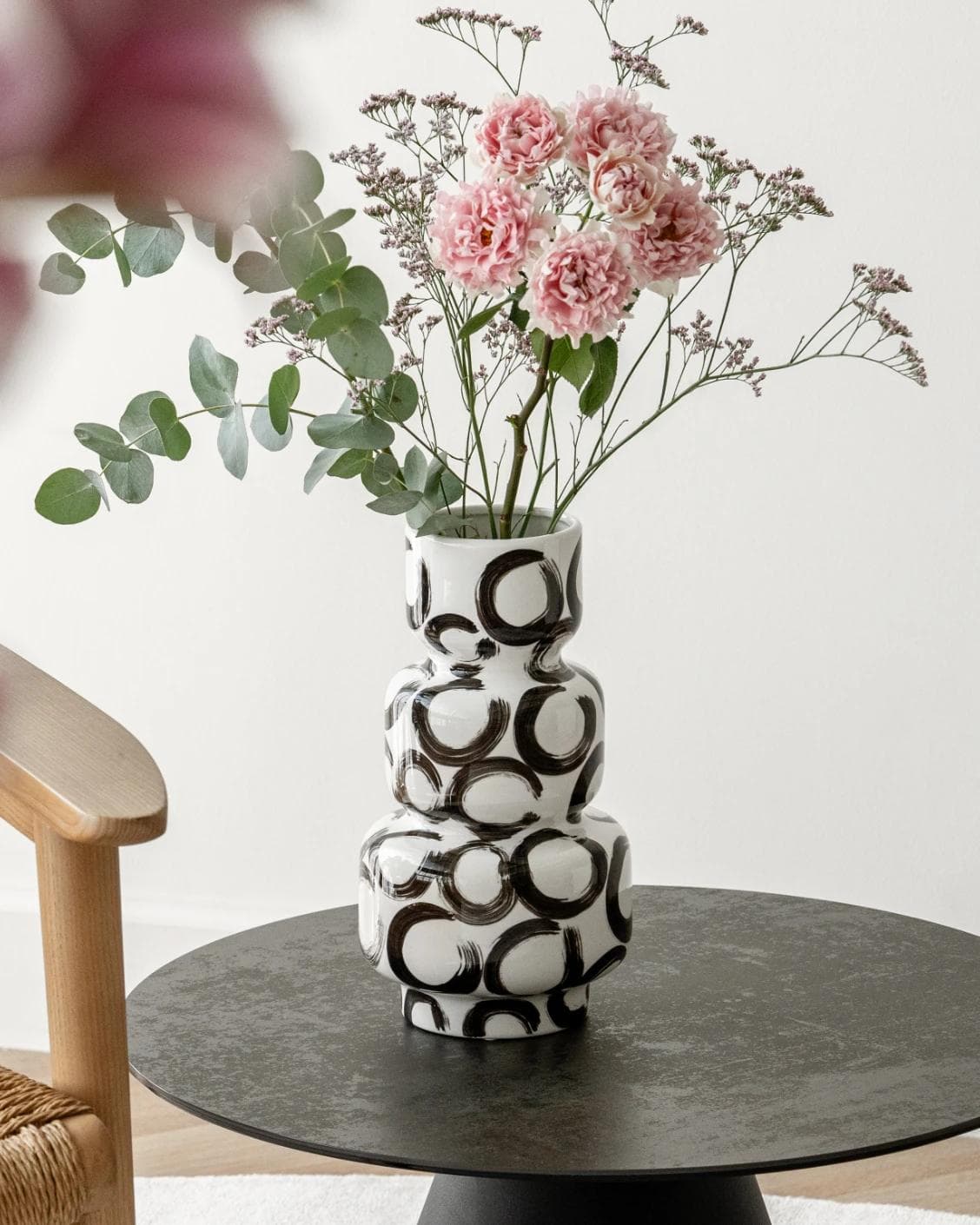 Zara Arneson vases in white and black, shown in a lifestyle front view as image 4