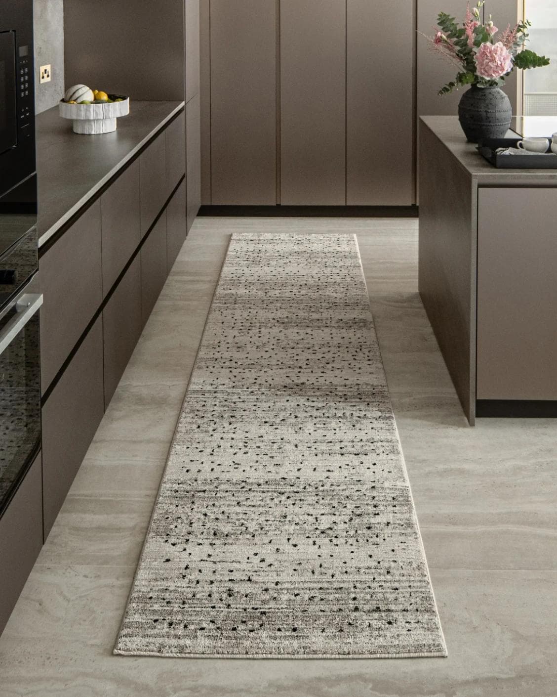Zen Ashton Runners carpet in beige, shown in a lifestyle front view