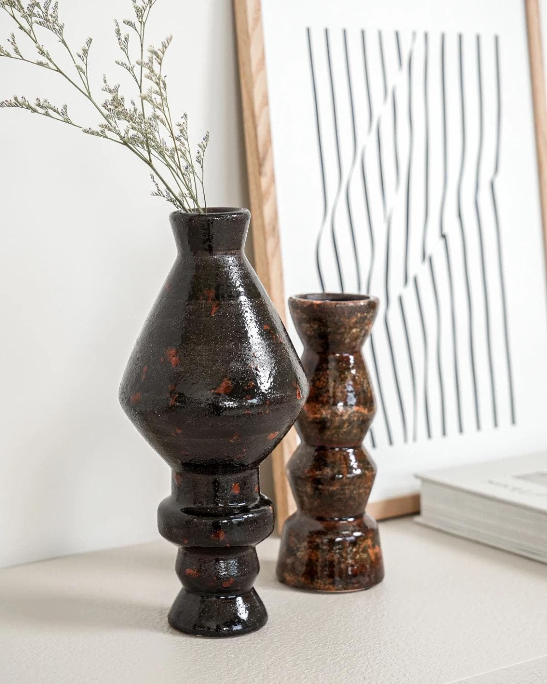 Zenith Terra Bundle statues and sculptures in brown and black, shown in a lifestyle left view as image 2
