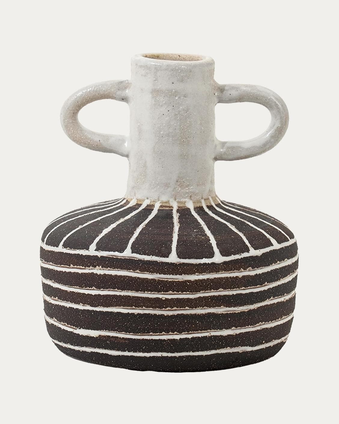 Zyra Terra vases in charcoal black, charcoal and white, shown in a product front view as image 1